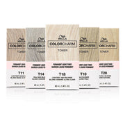 Wella Color Charm permanent liquid hair toner collection in various blonde shades for hair care
