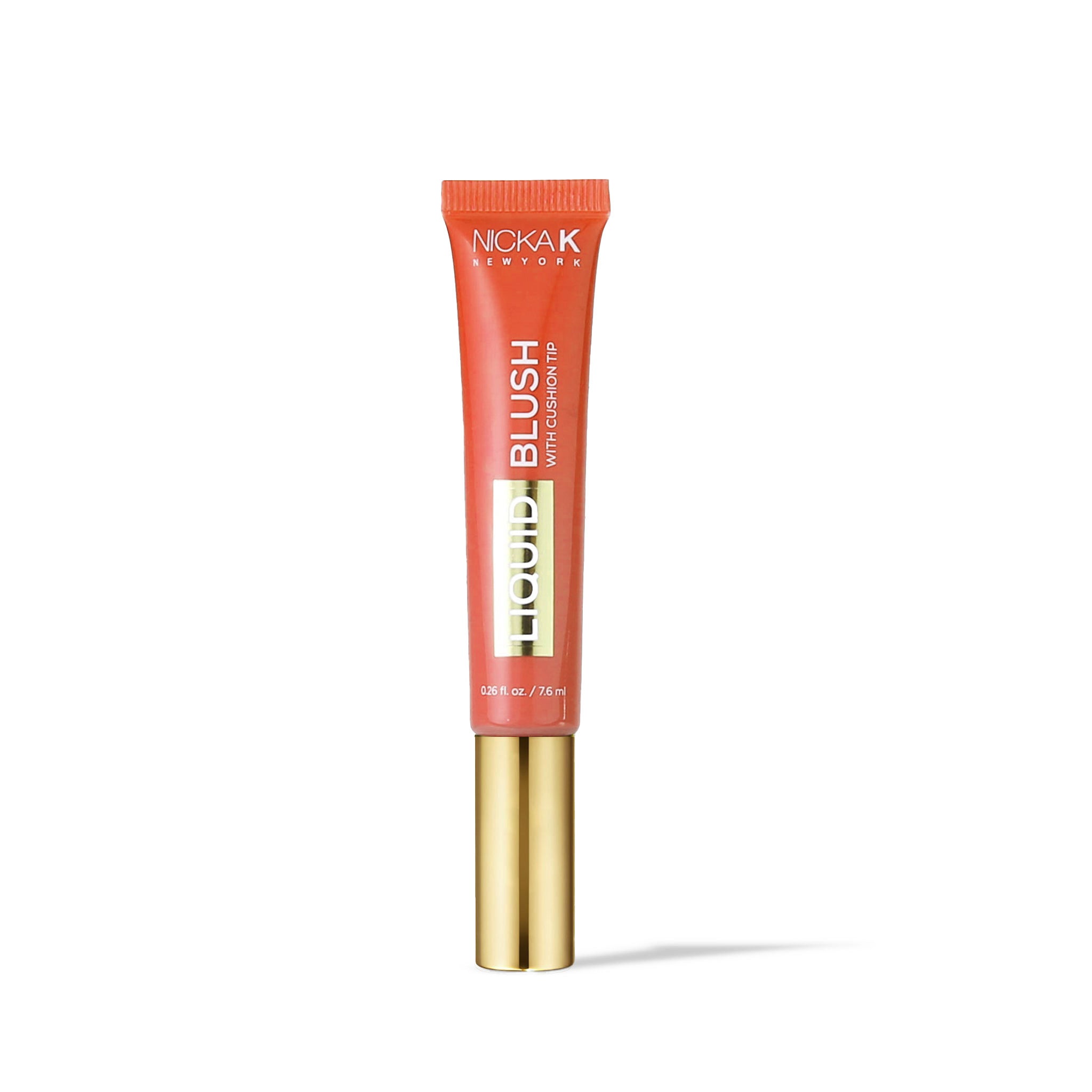 NICKA K liquid blush for dark skin in an orange tube with gold cap makeup product
