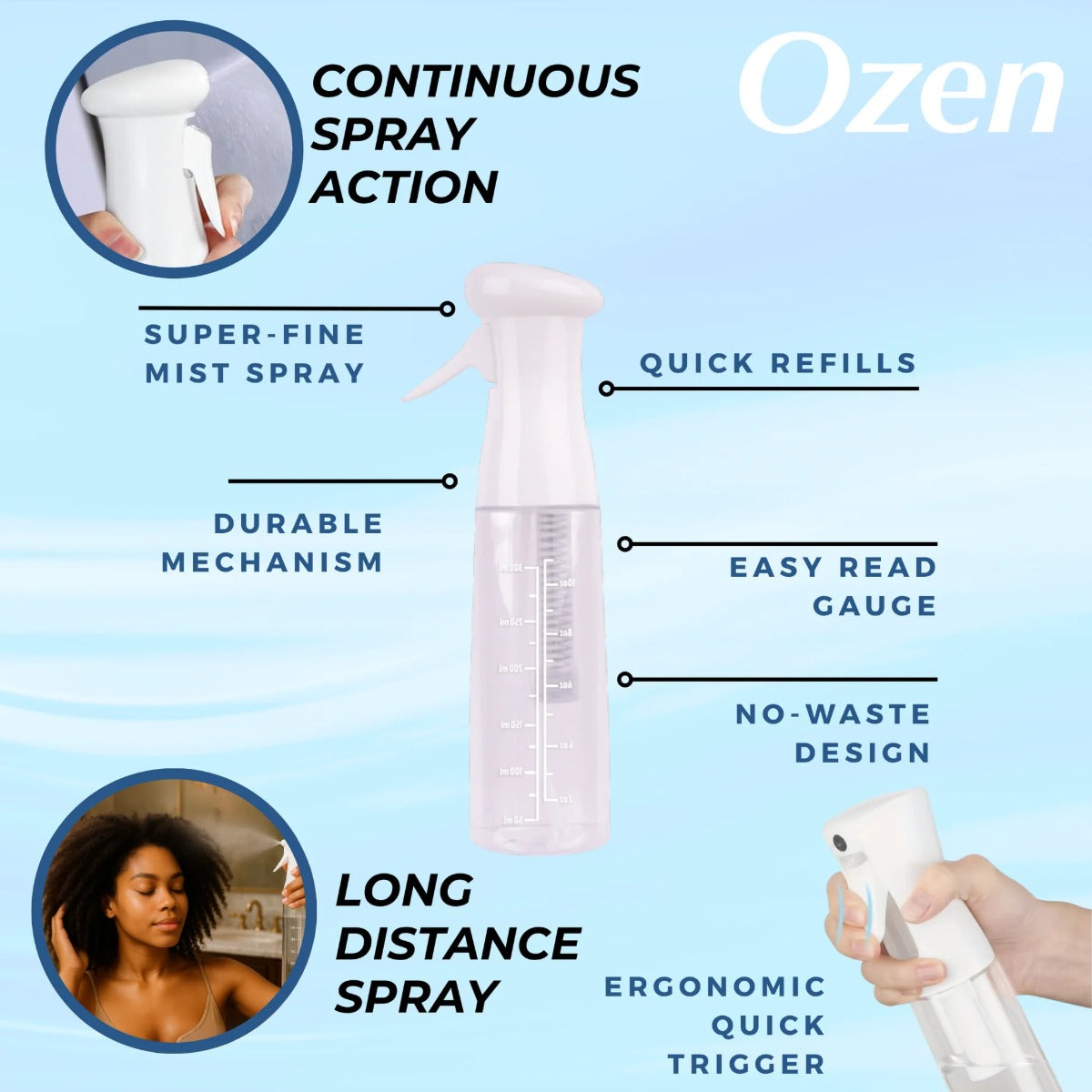 Continuous Hair Spray Bottle [White] #4756