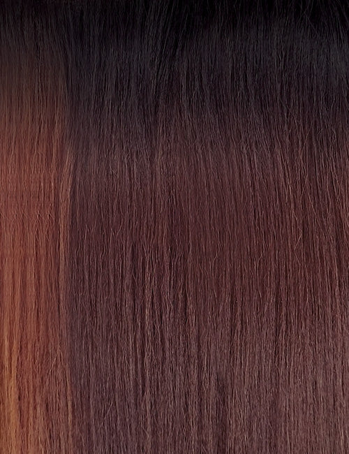 OUTRE wig with long straight hair in ombre black to brown shades