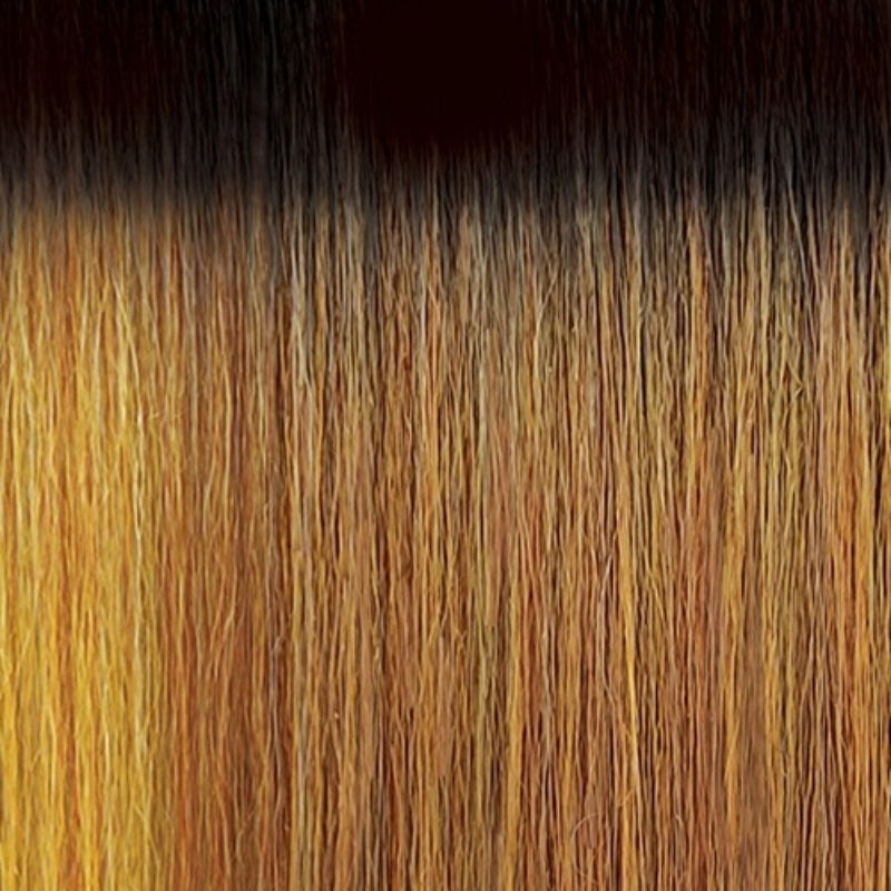 OUTRE synthetic lace front wig 12 inch in brown to golden ombre color with straight texture