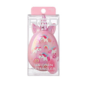 RED BEAUTY by KISS pink unicorn detangling brush with rainbow unicorn print and compact ergonomic design for easy detangling