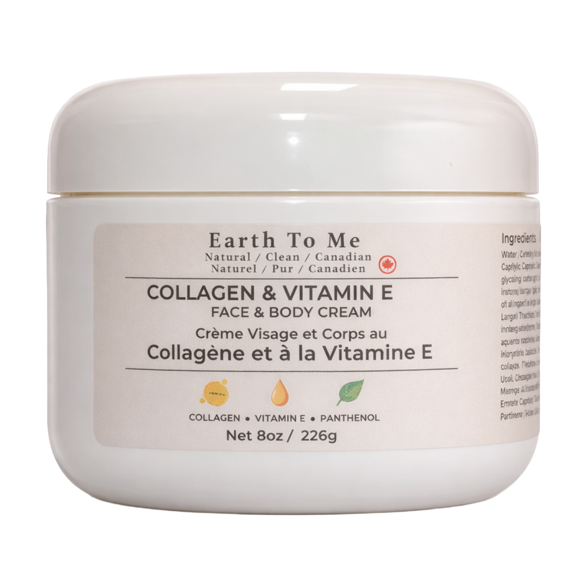Earth To Me Collagen & Vitamin E Face & Body Cream 8oz