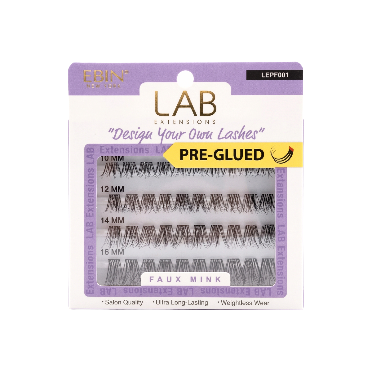 EBIN Lab Extensions Cils en grappes pré-collés [Faux vison] #LEPF001