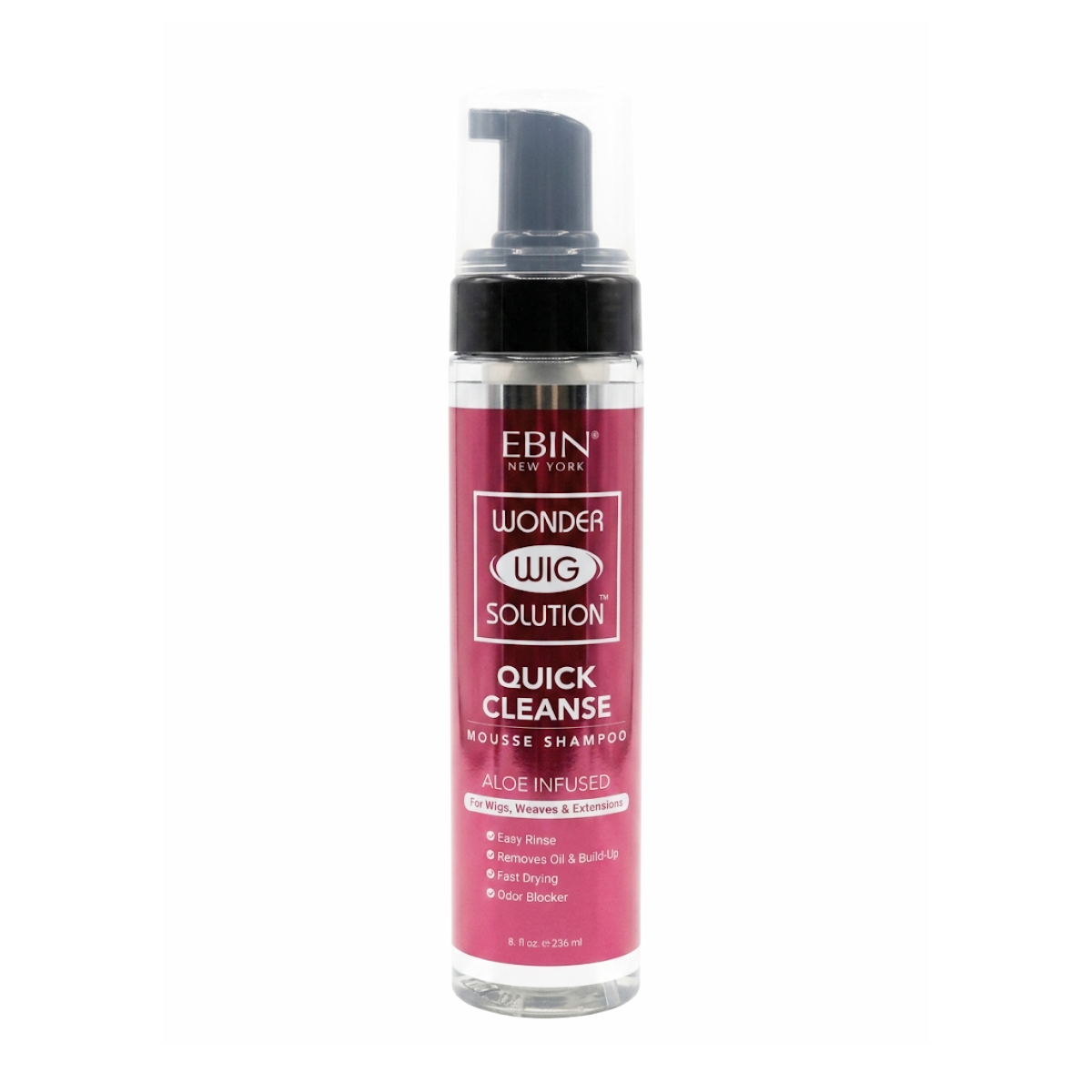 EBIN Wonder Wig Solution Mousse Shampooing Nettoyant Rapide 8oz