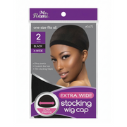 Extra Wide Stocking Wig Cap 2 Pcs [Black] #3675