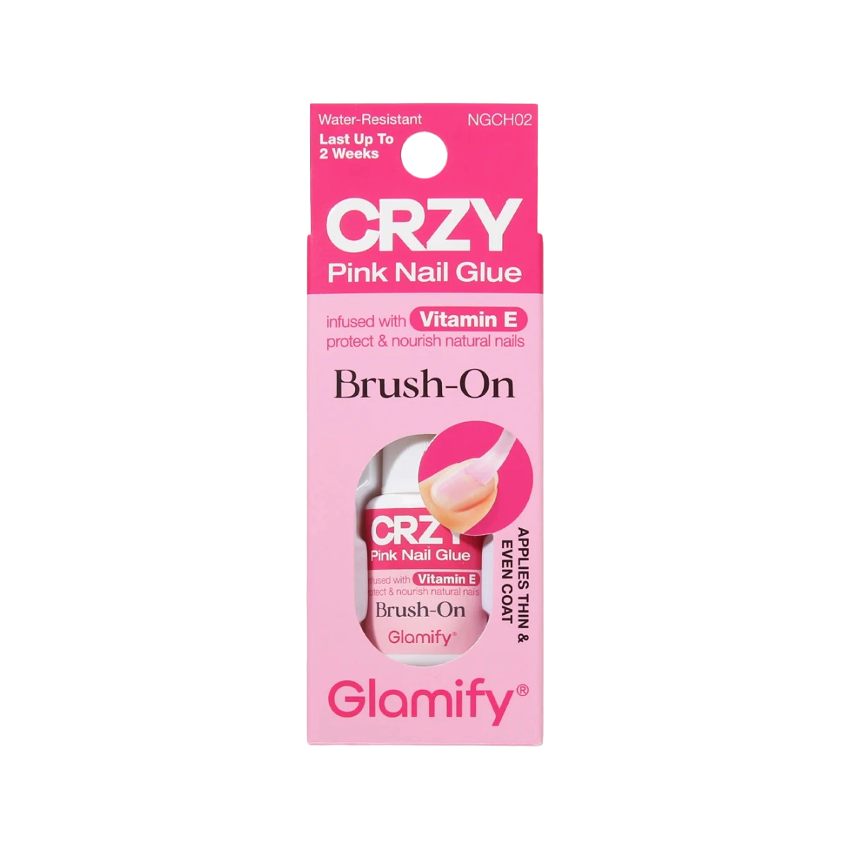 Glamify CRZY Pink Nail Glue [Brush On] #NGCH02