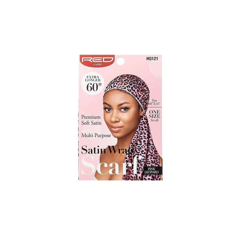 #HQ121 [Léopard rose] Écharpe en satin soyeux 60"x16"