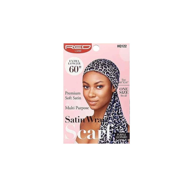 #HQ122 [Purple Leopard] Écharpe en satin soyeux 60"x16"