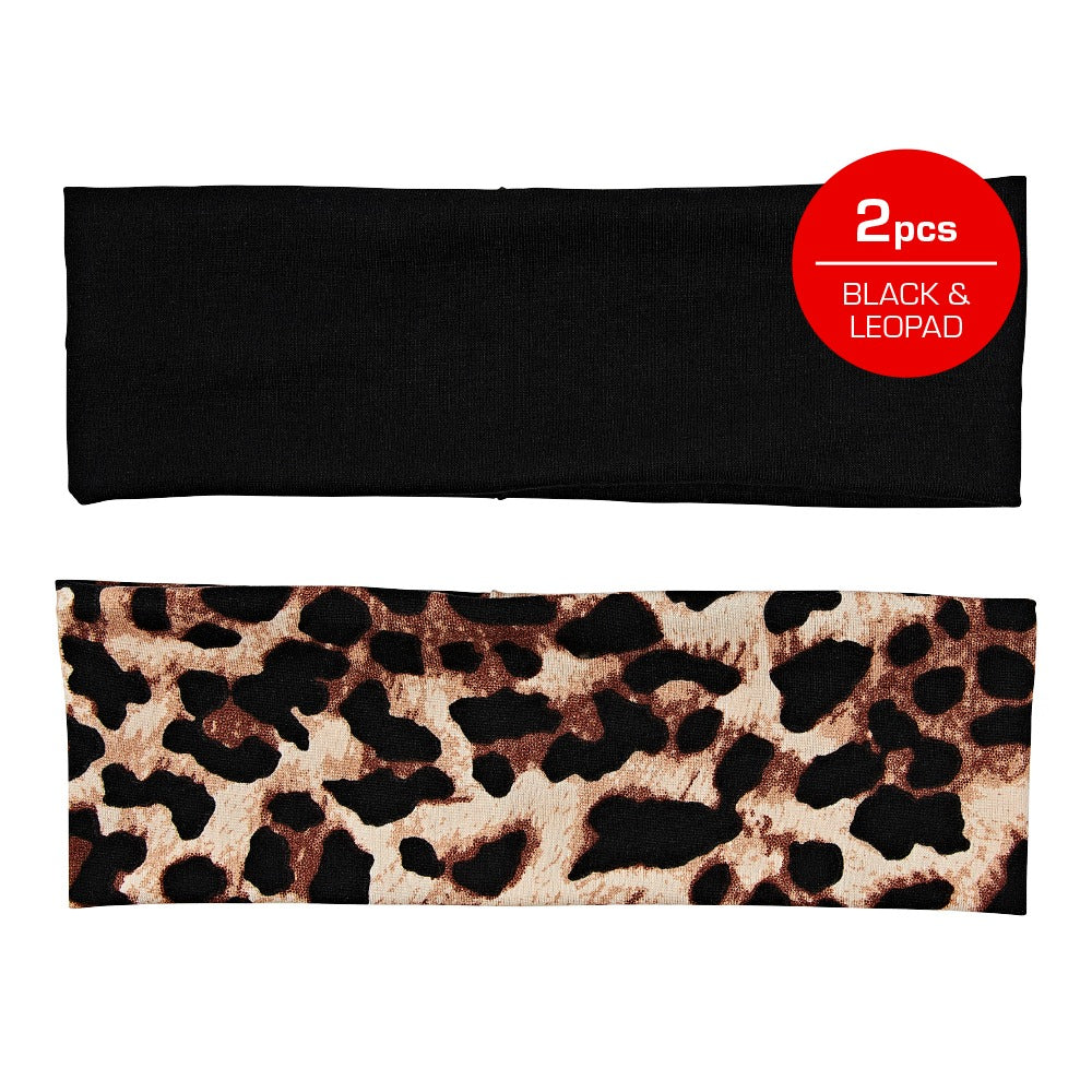 Headband 2pcs #HEB38 [Black & Leopard]