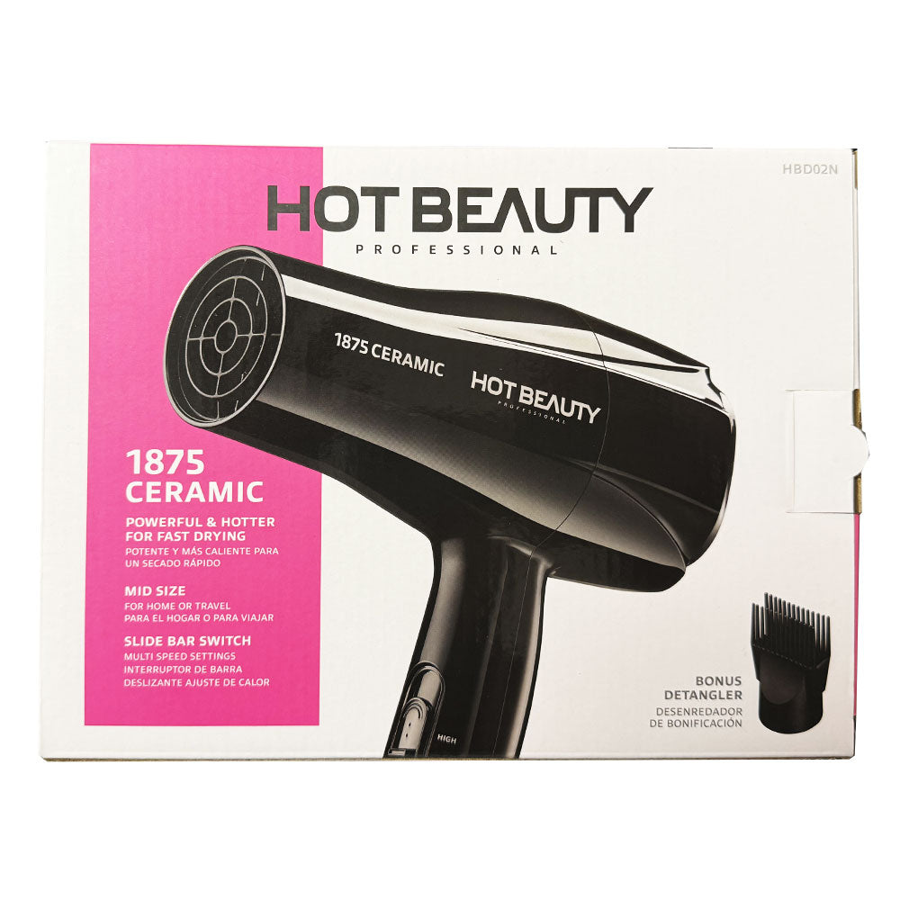 RED BEAUTY by KISS Hot Beauty black 1875 ceramic styling hair dryer with bonus detangler comb