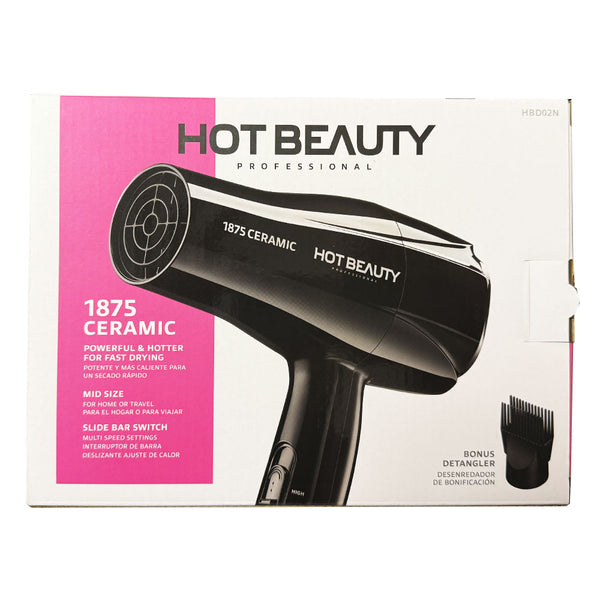 RED BEAUTY by KISS Hot Beauty black 1875 ceramic styling hair dryer with bonus detangler comb