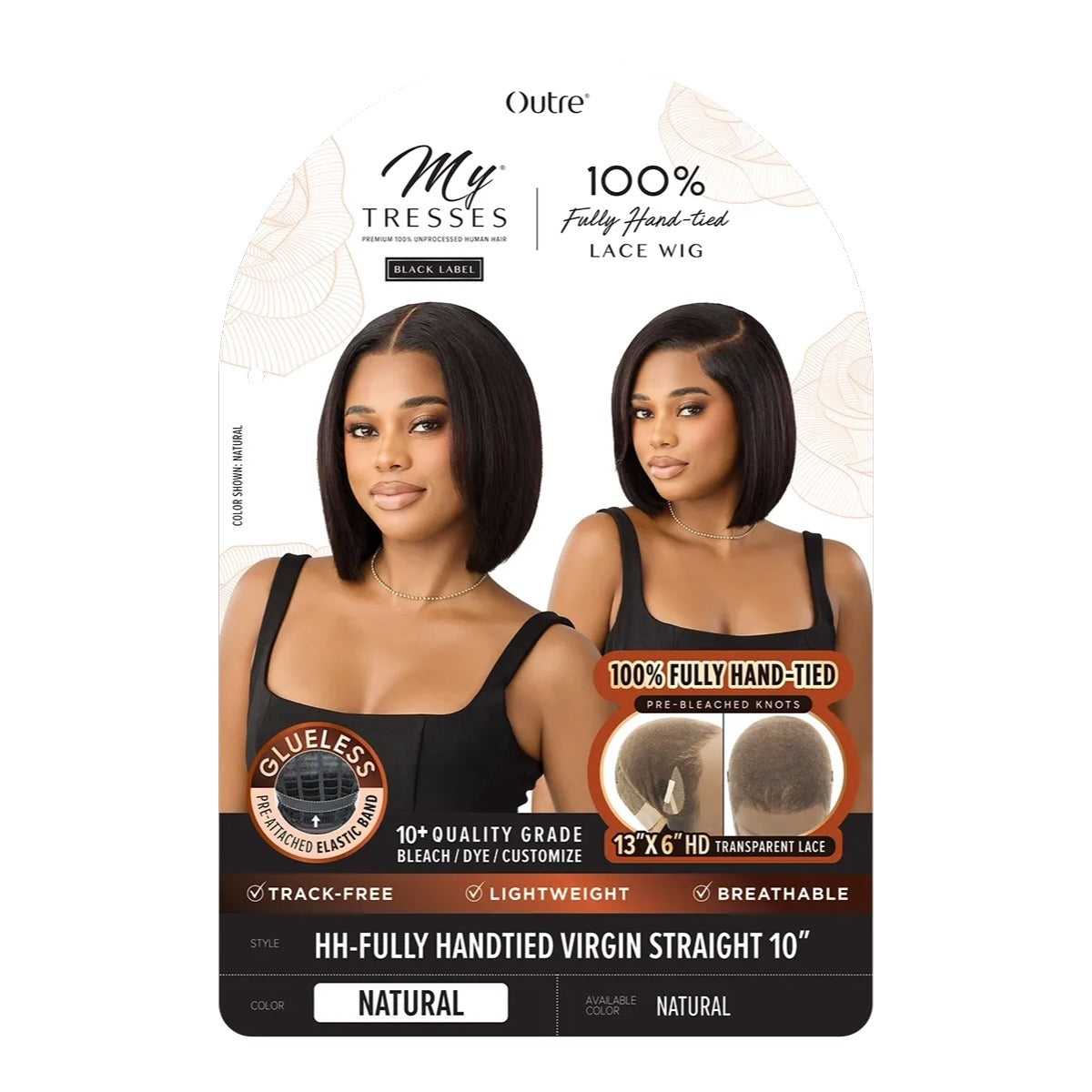 Human Hair Fully Handtied Virgin Straight 10"