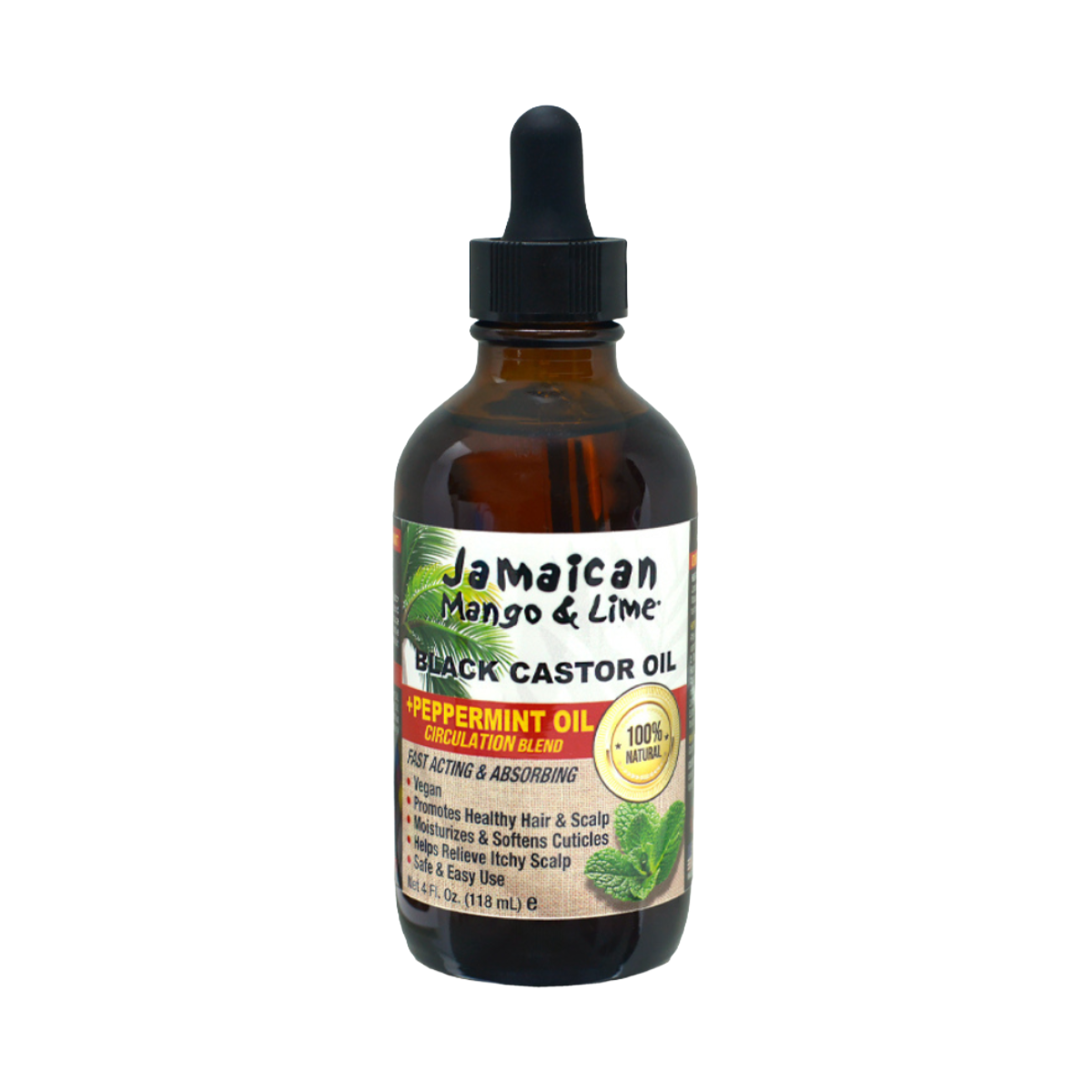 Huile de Ricin Noire à la Mangue et Citron Vert Jamaïcaine [Huile de Menthe Poivrée] 4oz