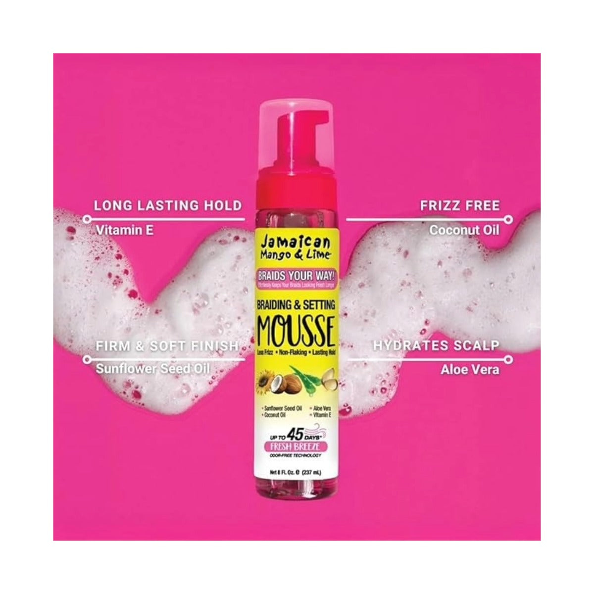 Mousse pour tresses et fixation Jamaican Mango & Lime Braids Your Way! 8oz