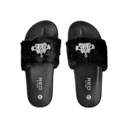 Chausson en fourrure Jewel [Black] #FW30 Petit