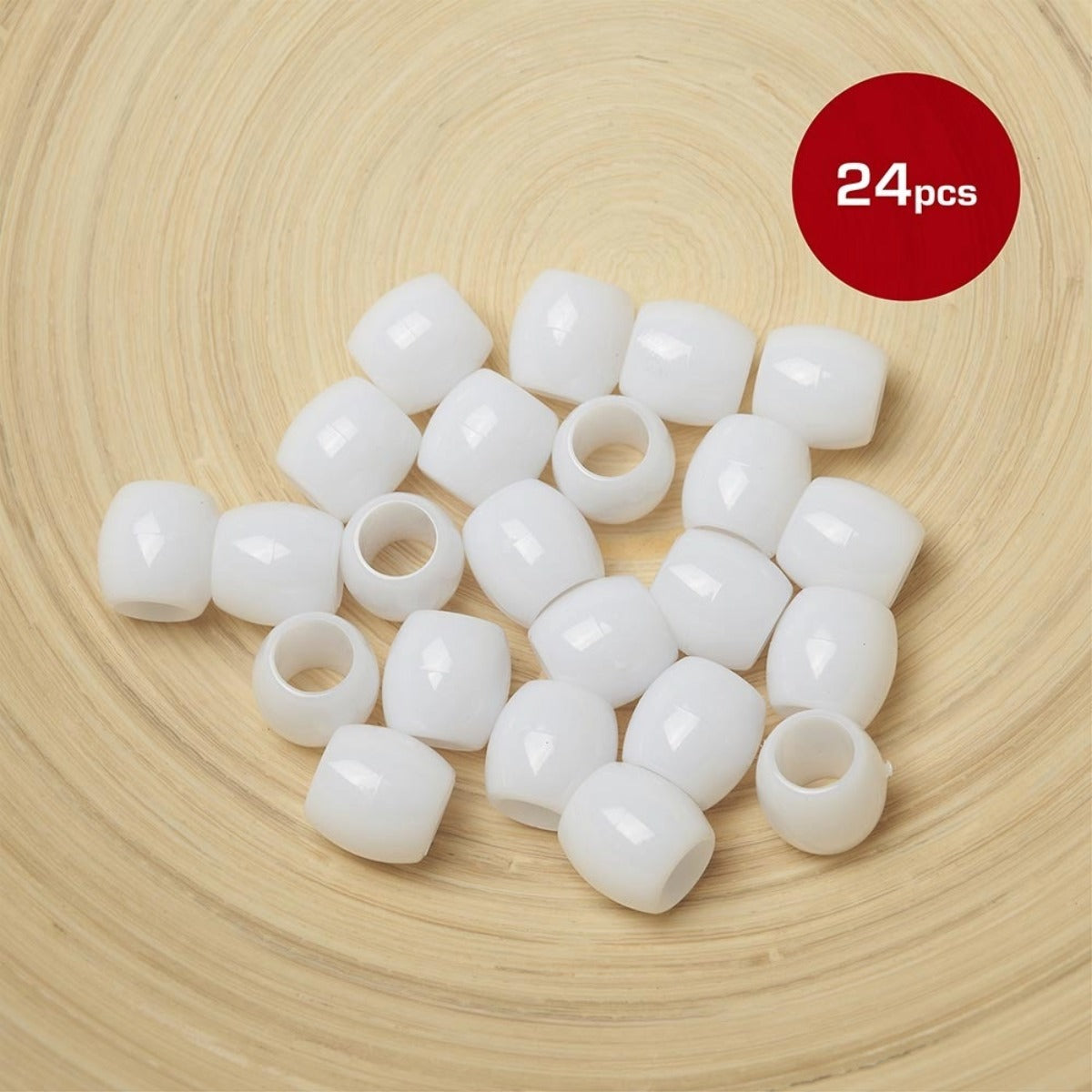 Perles Jumbo pour Cheveux 24 pcs [White] #HA53