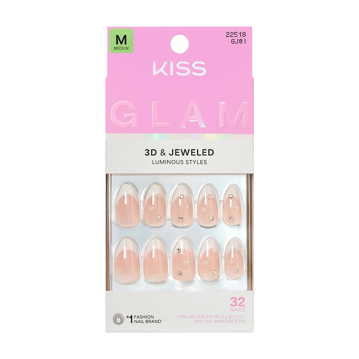 KISS NEW YORK Glam 3D & Jeweled Ongles En Acrylique [Serendipity Awaits] #GJ01