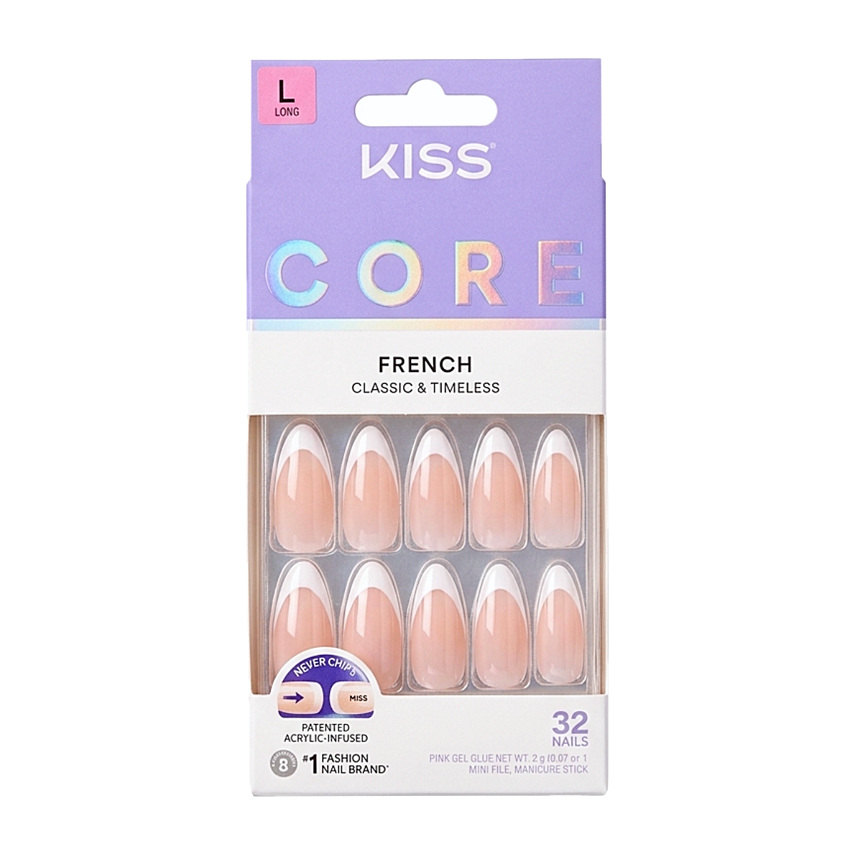 KISS NEW YORK Core French Ongles En Acrylique [Fascinating] #CF08