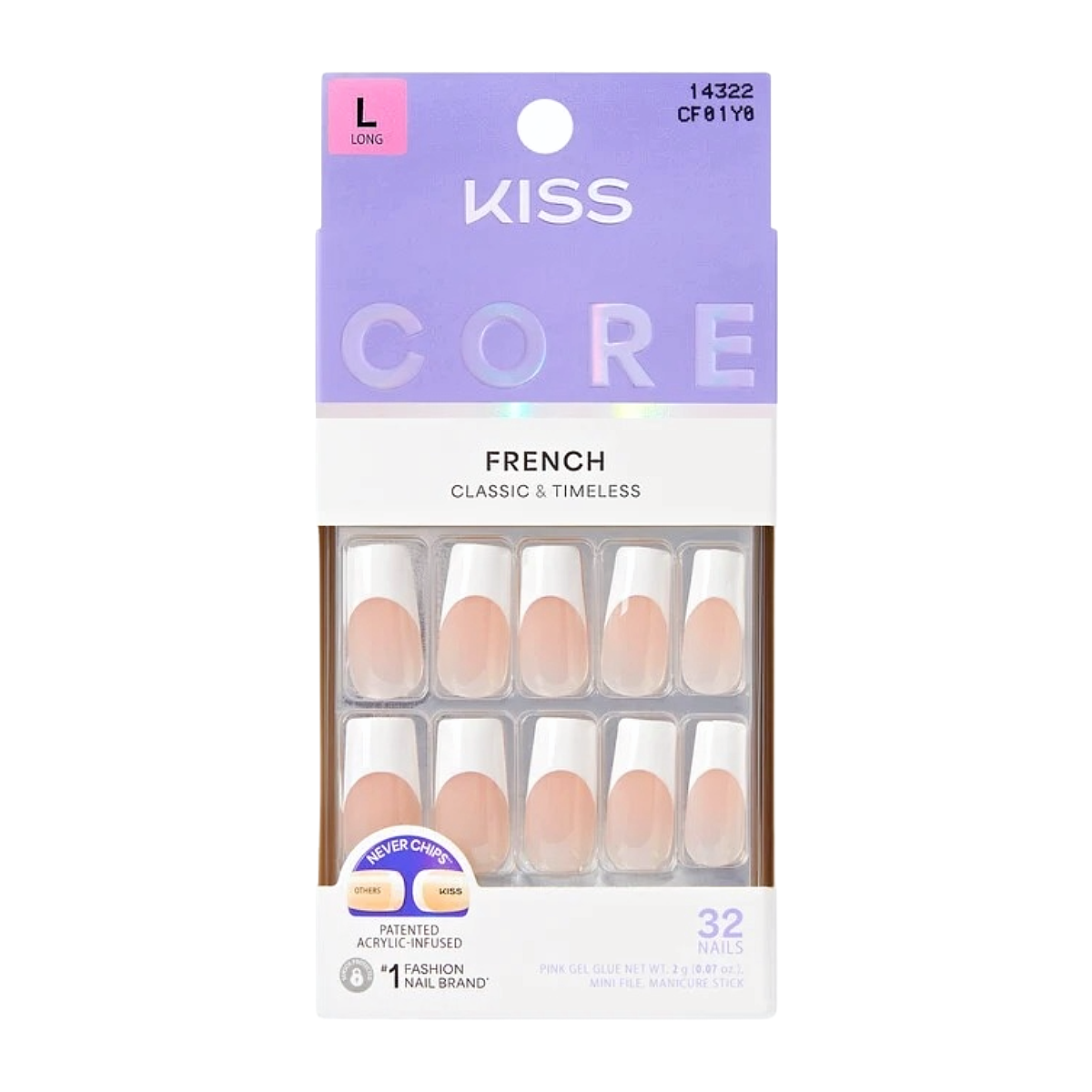 KISS NEW YORK Core French Ongles En Acrylique [Glamping] #CF01Y0
