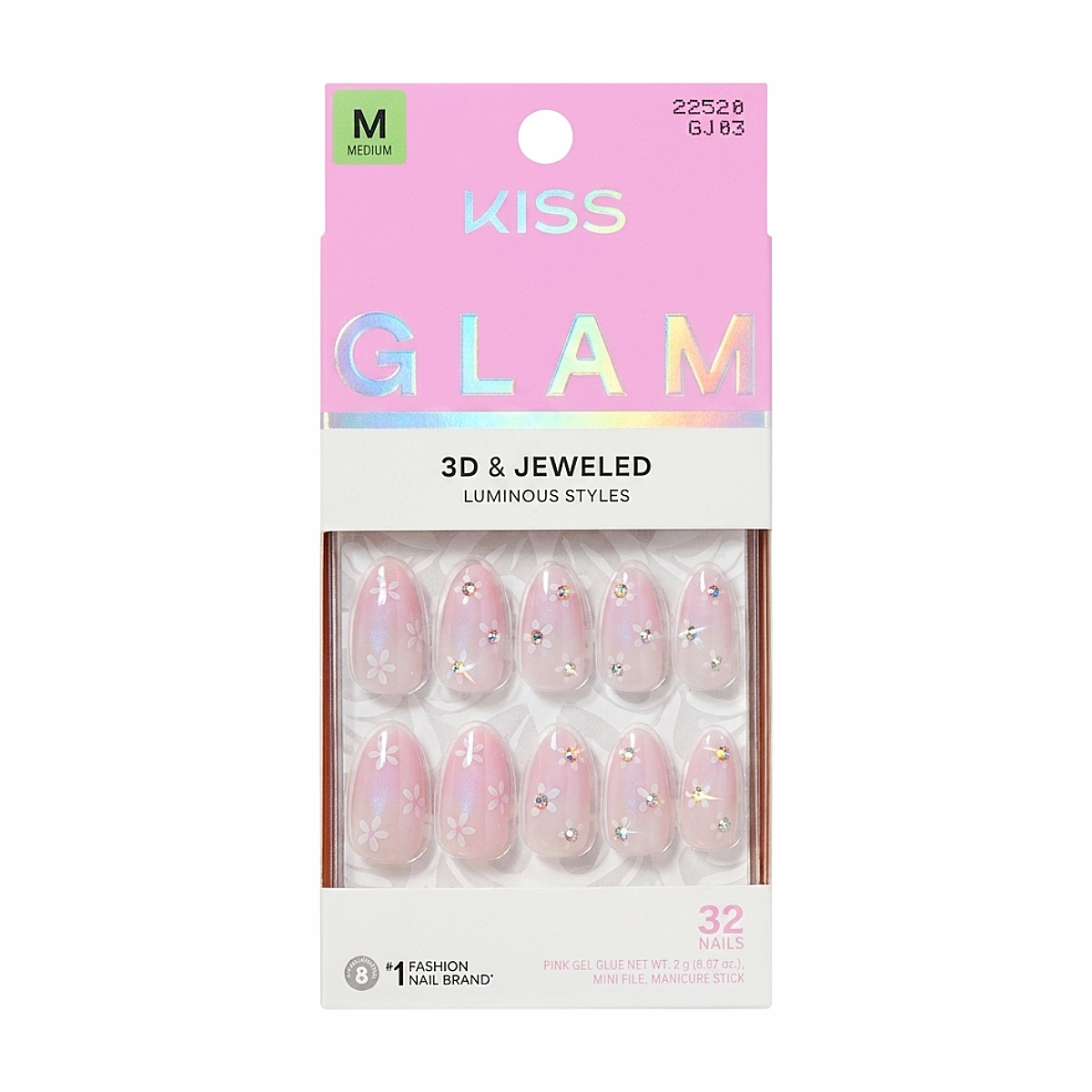 KISS NEW YORK Glam 3D & Jeweled Ongles En Acrylique [Breeze of Bliss] #GJ03
