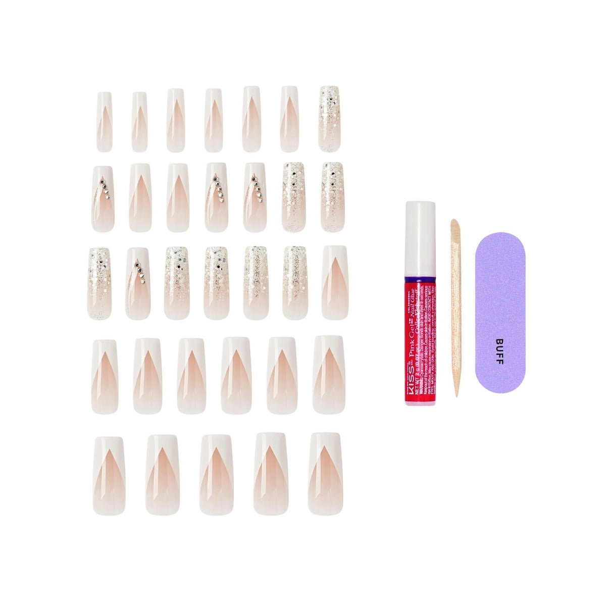 KISS NEW YORK Glam 3D & Jeweled Ongles En Acrylique [Rent Free] #GJ09Y0