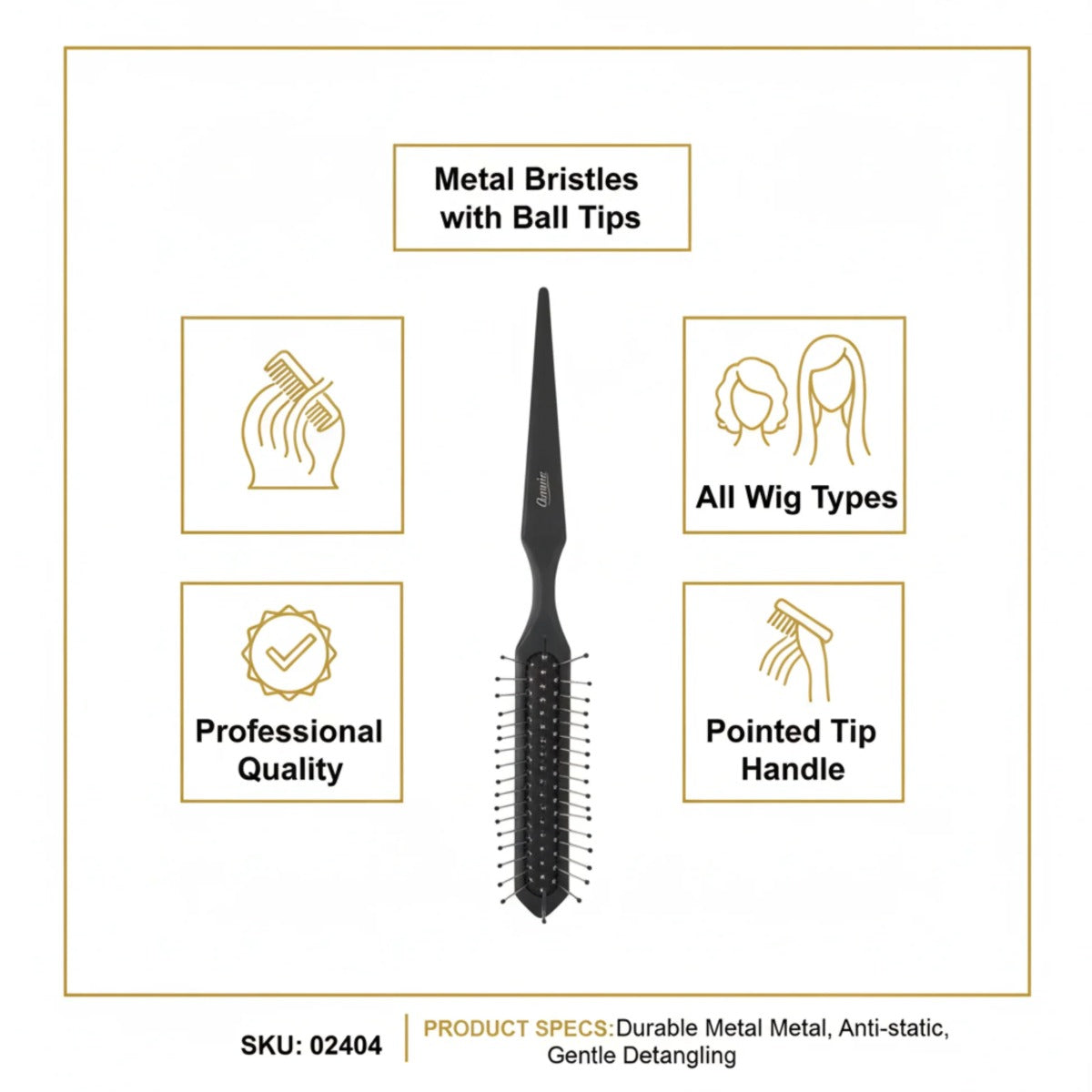 Metal Wig Brush With Ball Tips #2404