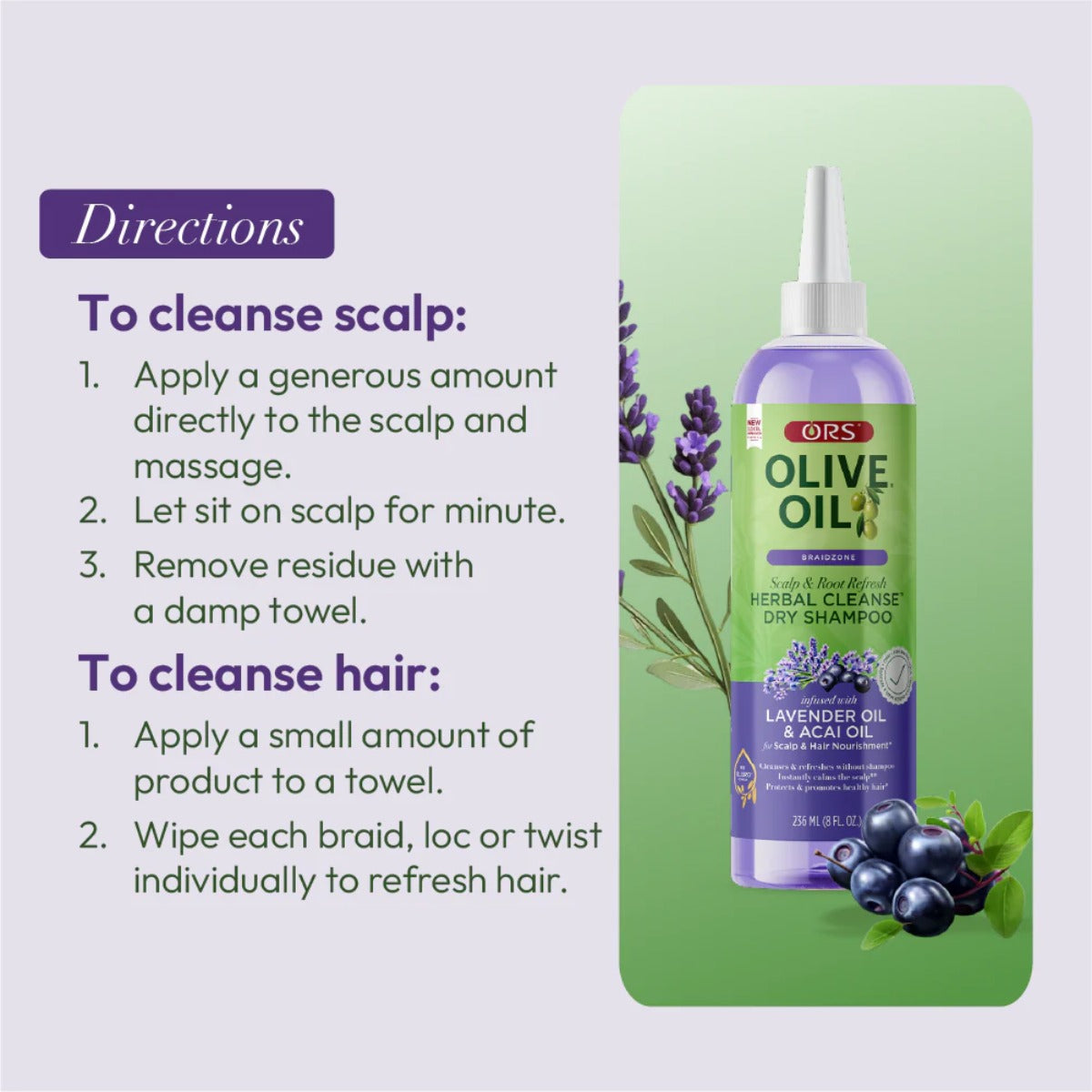 ORS Braidzone Shampooing sec nettoyant aux herbes 8oz