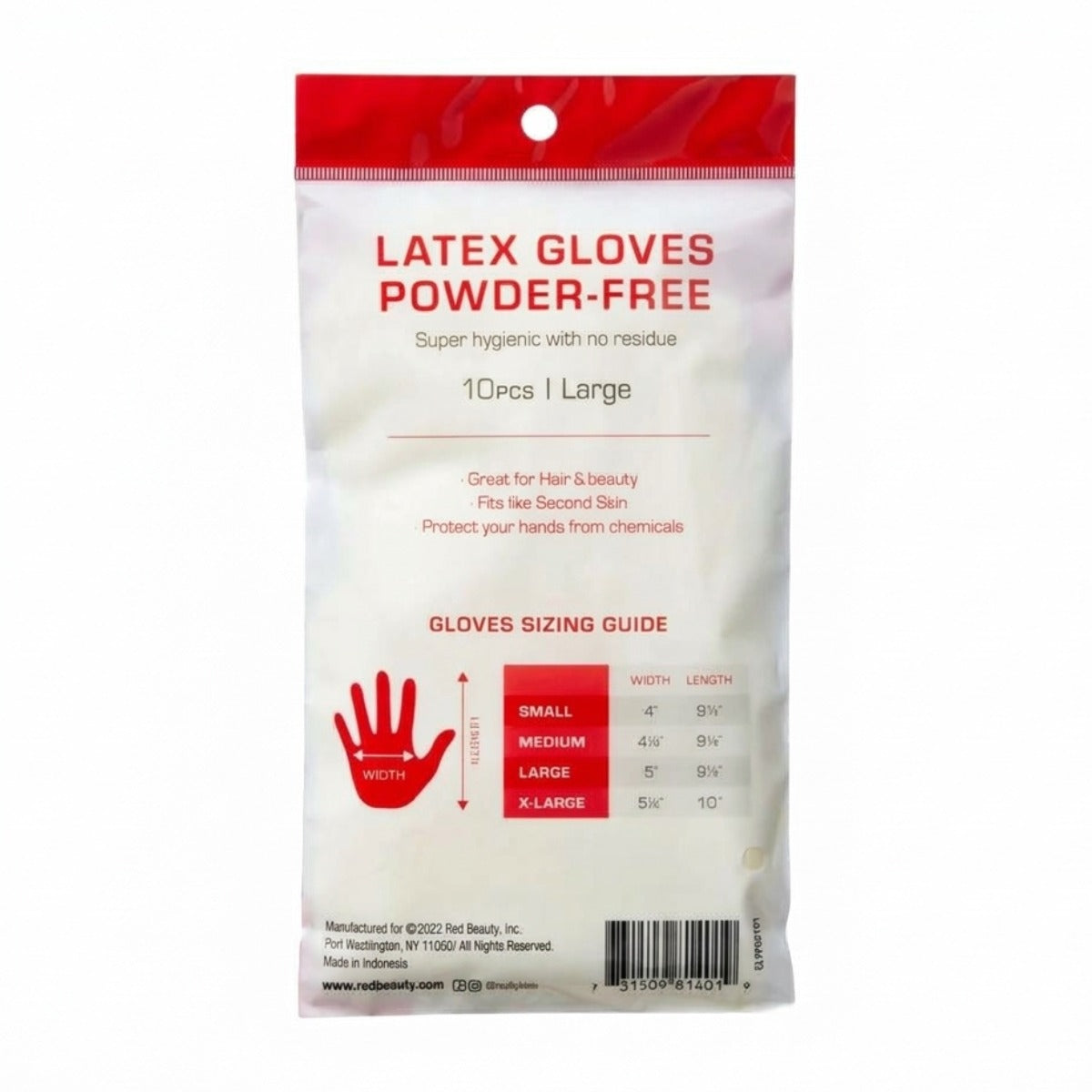 Powder-Free Latex Gloves 10pcs [Large] #GLPF03
