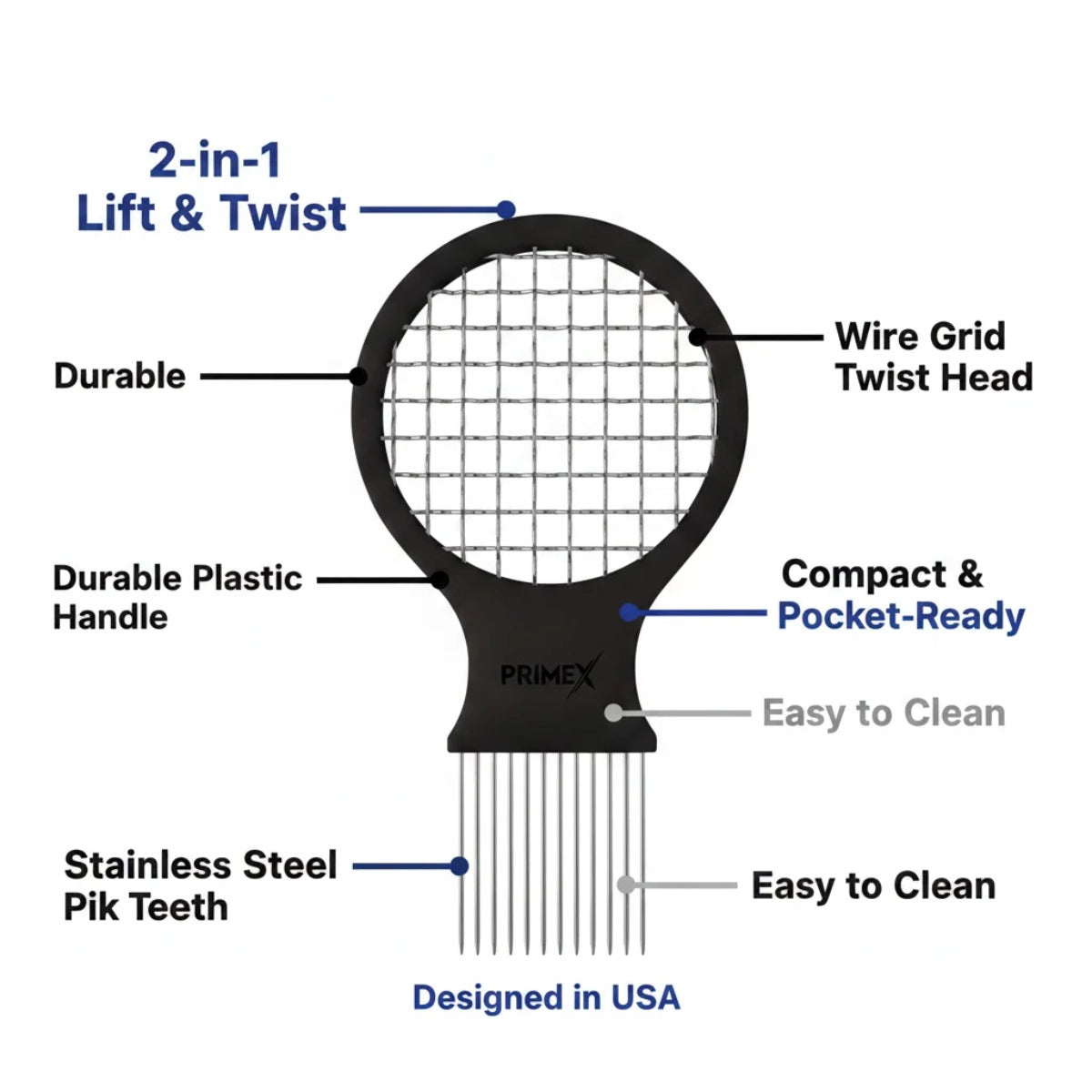 PrimeX Peigne Twist & Pik Mini [Noir] #229