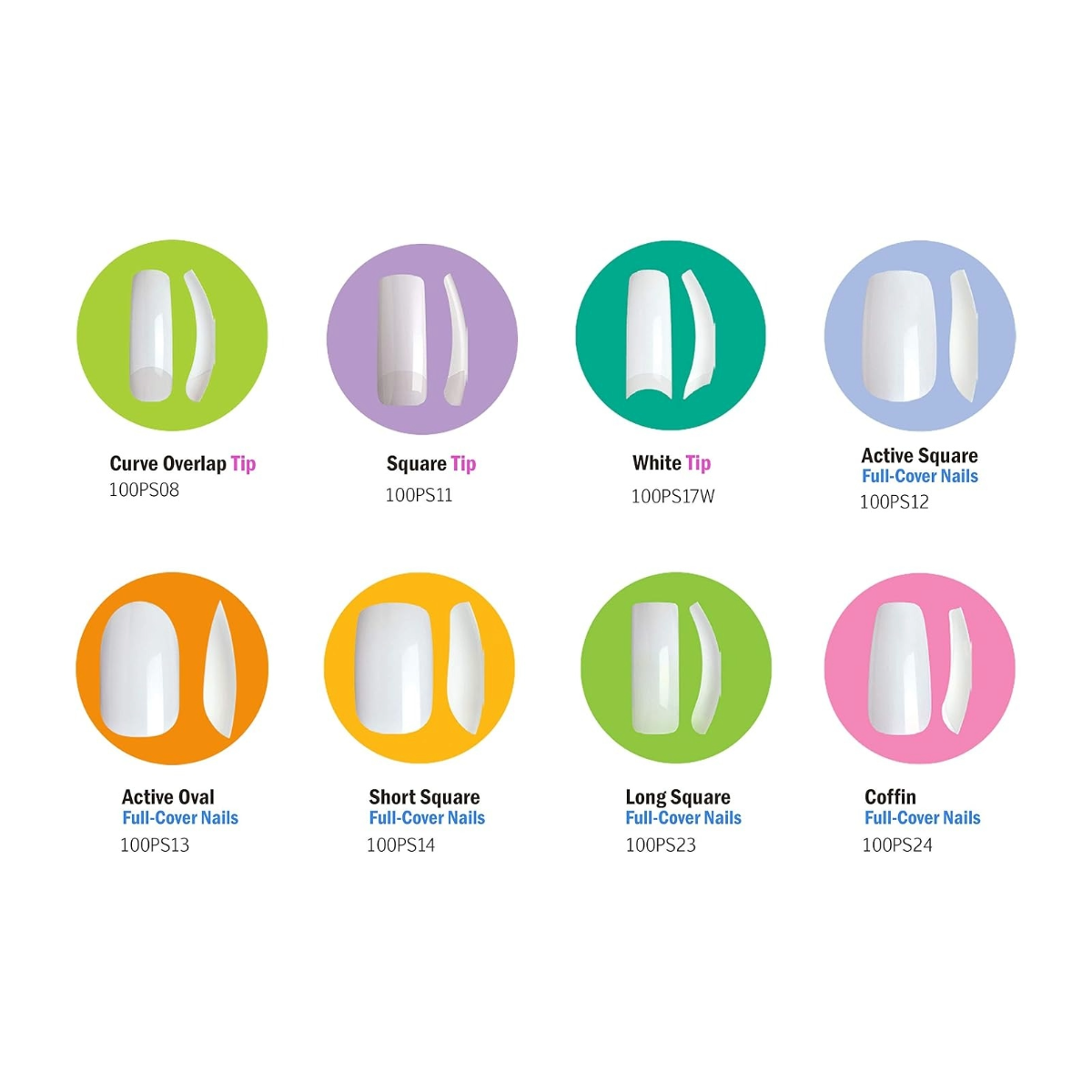 Acrylic Plain Nails 100 Tips [Long Square] #100PS23