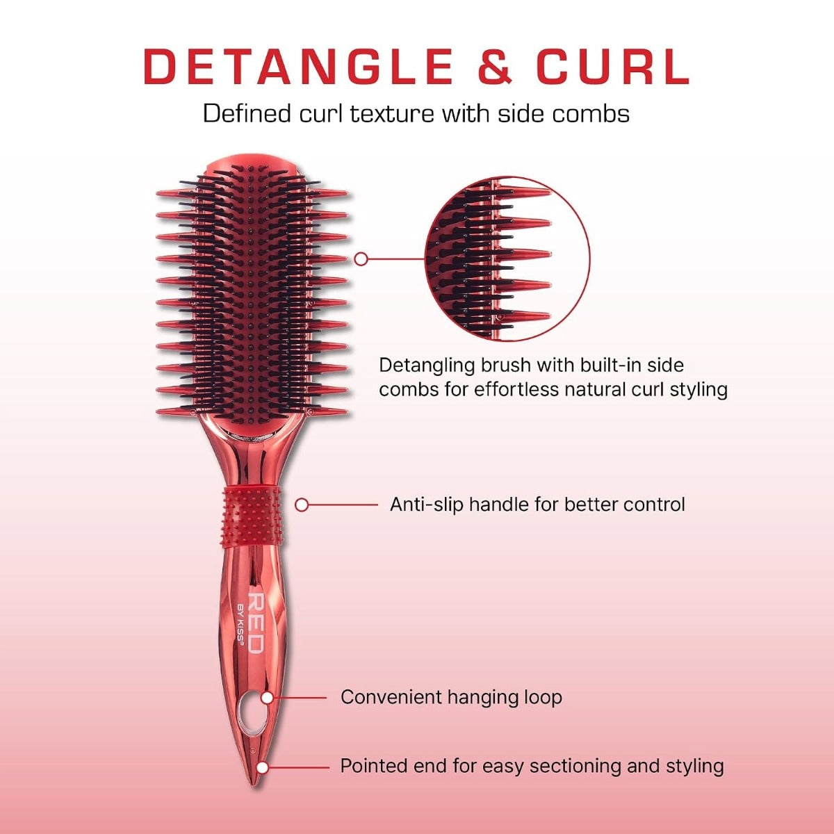 RED By Kiss Detangle and Curl Brosse Définissante [Rouge] #HH257