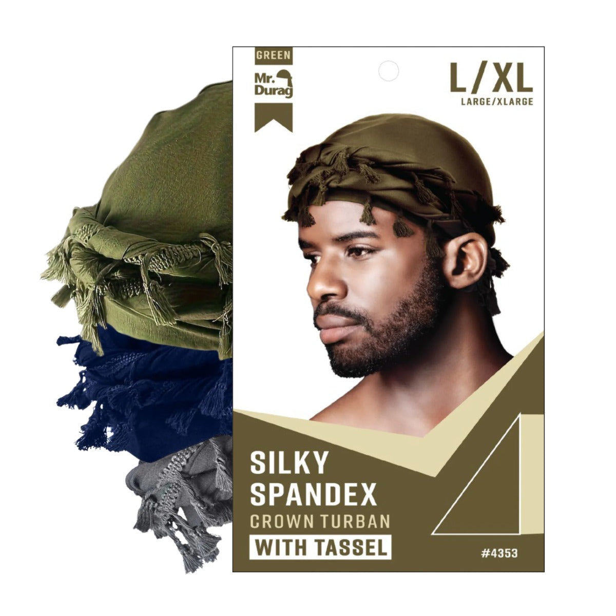 Turban couronne en élasthanne soyeux avec pompon [couleurs assorties] #04353