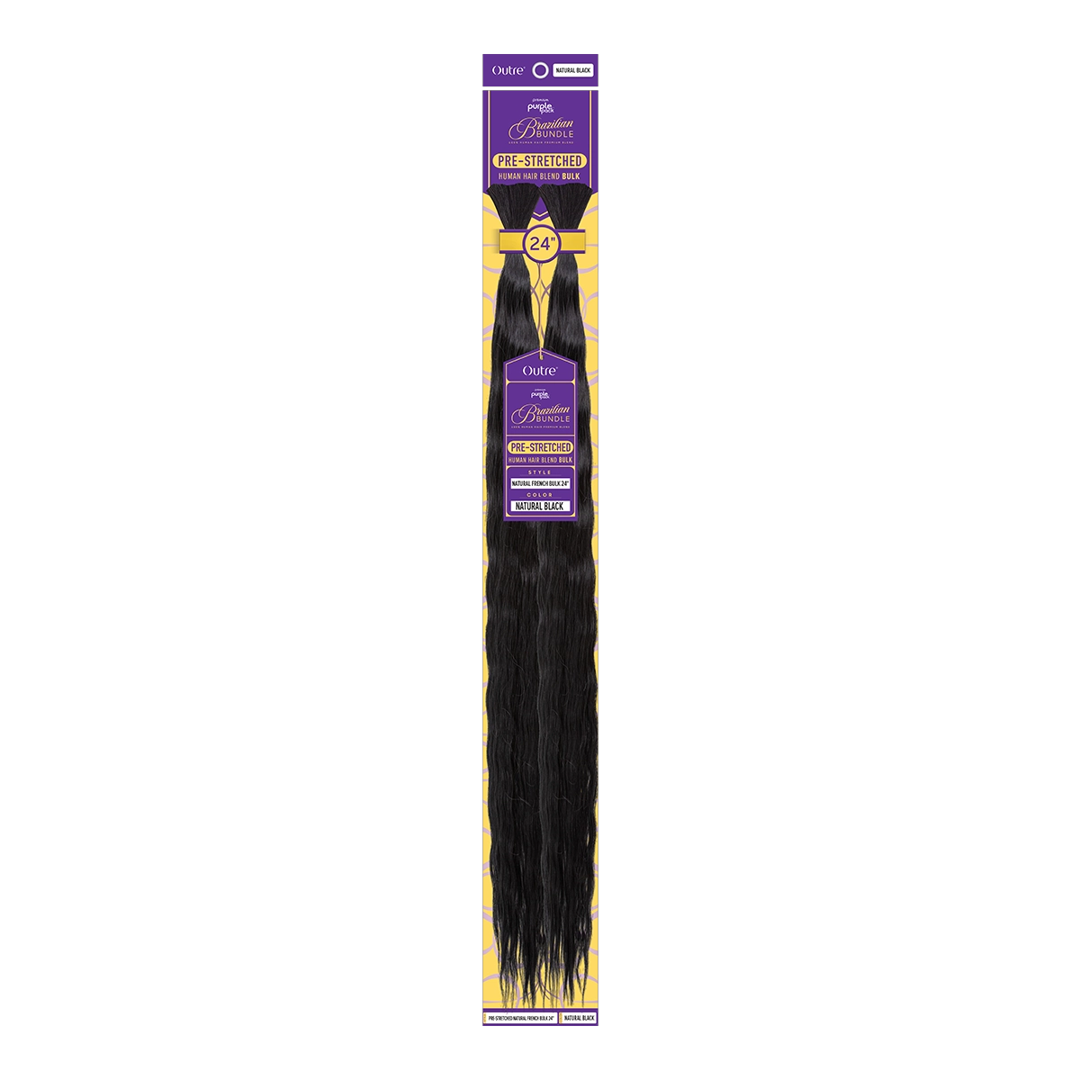 Pack violet brésilien, mèches françaises en vrac, 61 cm