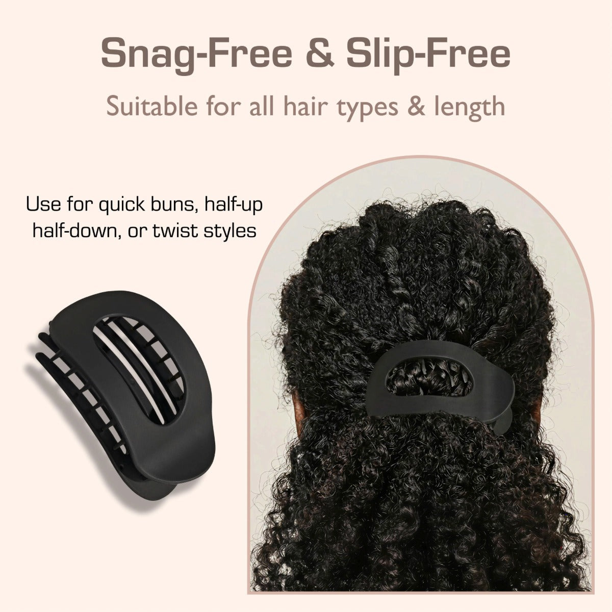 Red By Kiss Flat Claw Clip [Round] [Black] #HMC83