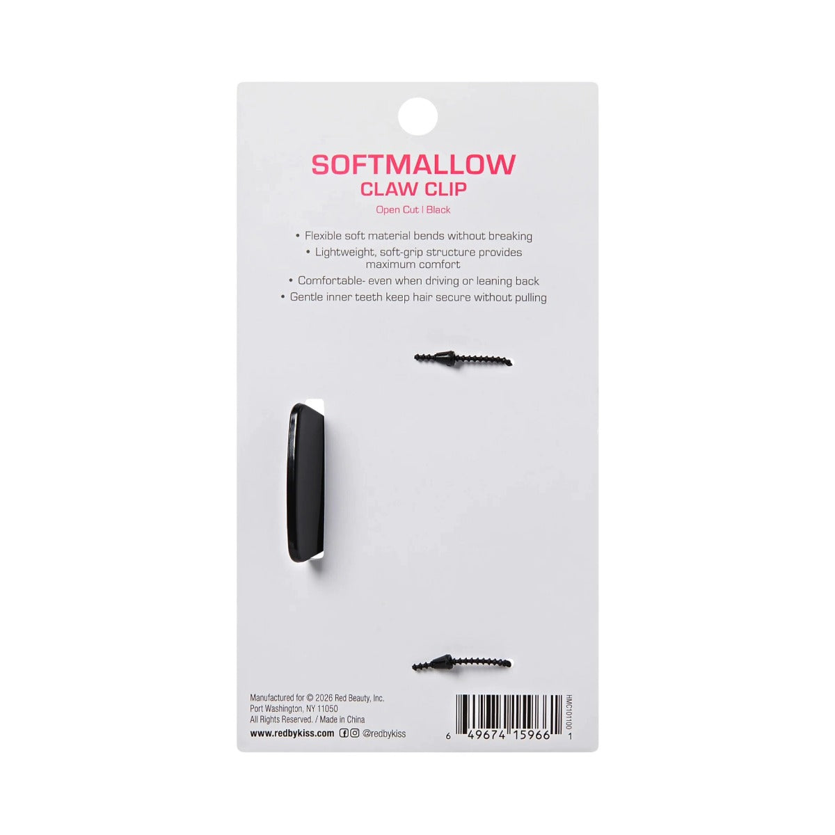 Red By Kiss SoftMallow Claw Clip [Open Cut] [Black] #HMC101