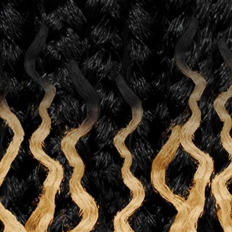 OUTRE boho box braids hair extensions with black and blonde wavy strands for a natural look