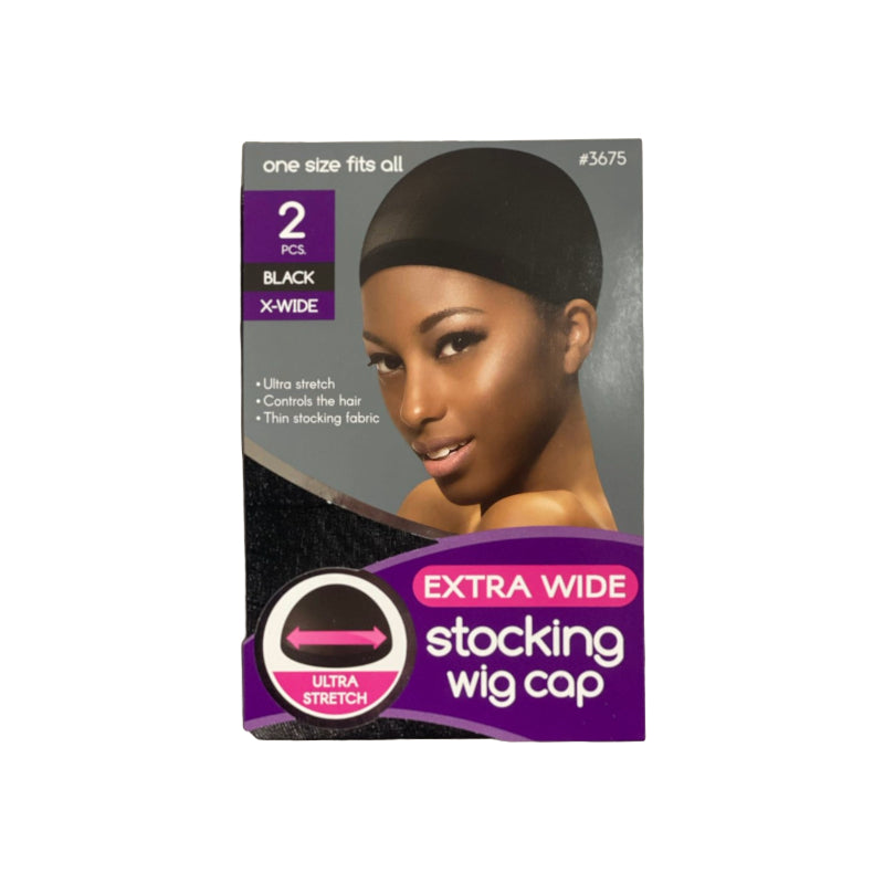Extra Wide Stocking Wig Cap 2 pcs [Black] #3675