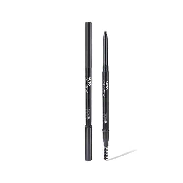 NICKA K auto eyebrow pencil in black with spoolie brush for precise eyebrow shaping