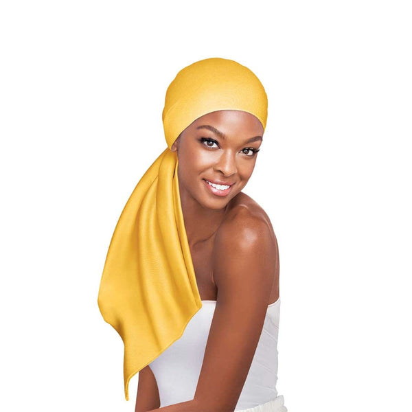 #HQ131 [Yellow] Silky Satin Wrap Scarf 60"x16"