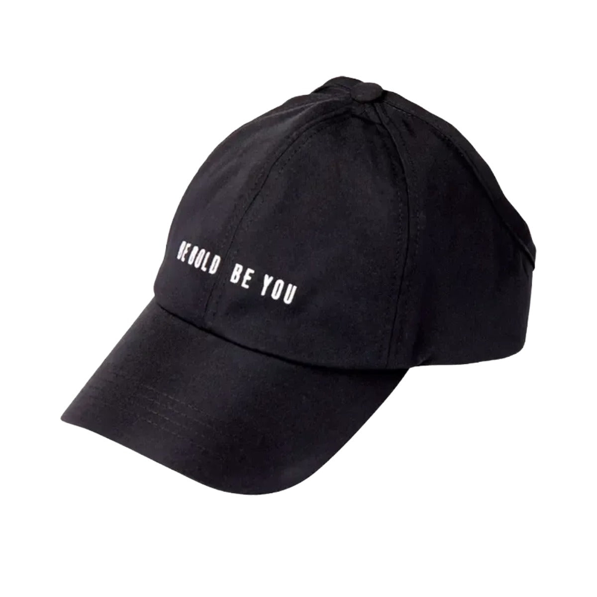 Satin Lined Backless Baseball Cap [Black Embossed] #FH053