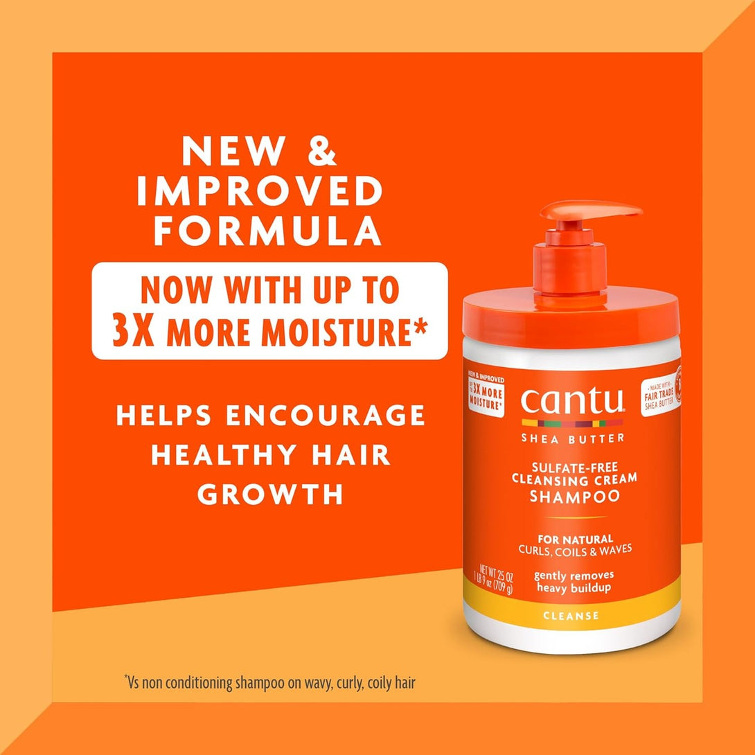 CANTU shea butter sulfate free shampoo bottle with pump cleansing cream for natural curls coils and waves