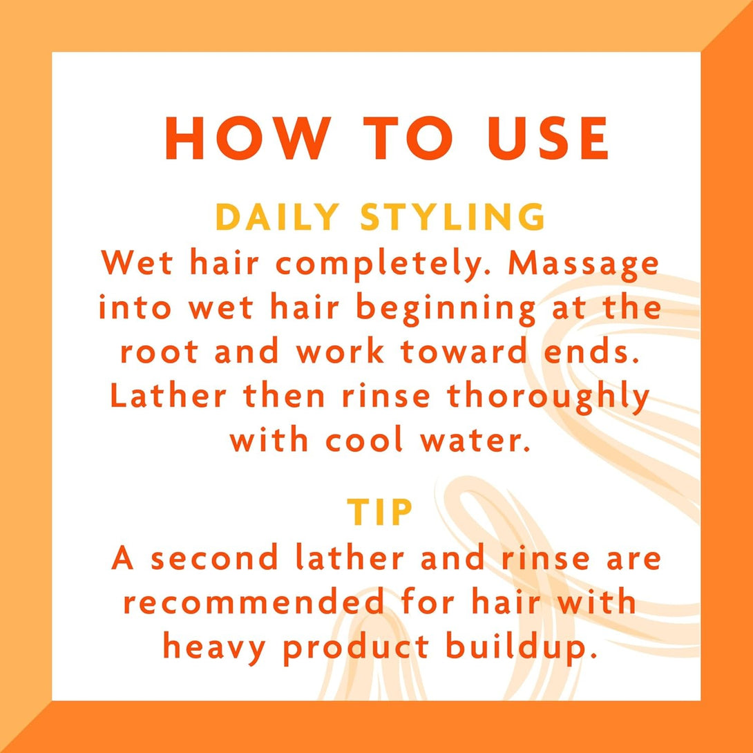 CANTU shea butter sulfate free shampoo how to use card with daily styling instructions and tip