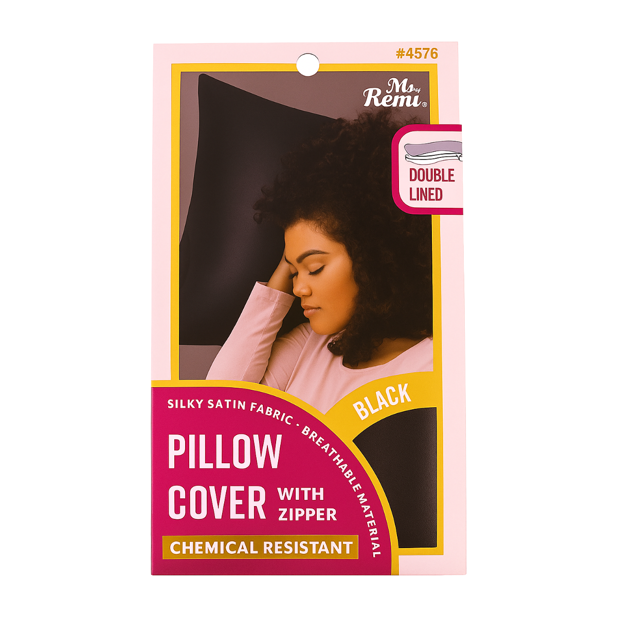 Silky Satin Pillow Cover With Zipper [Black] #4576