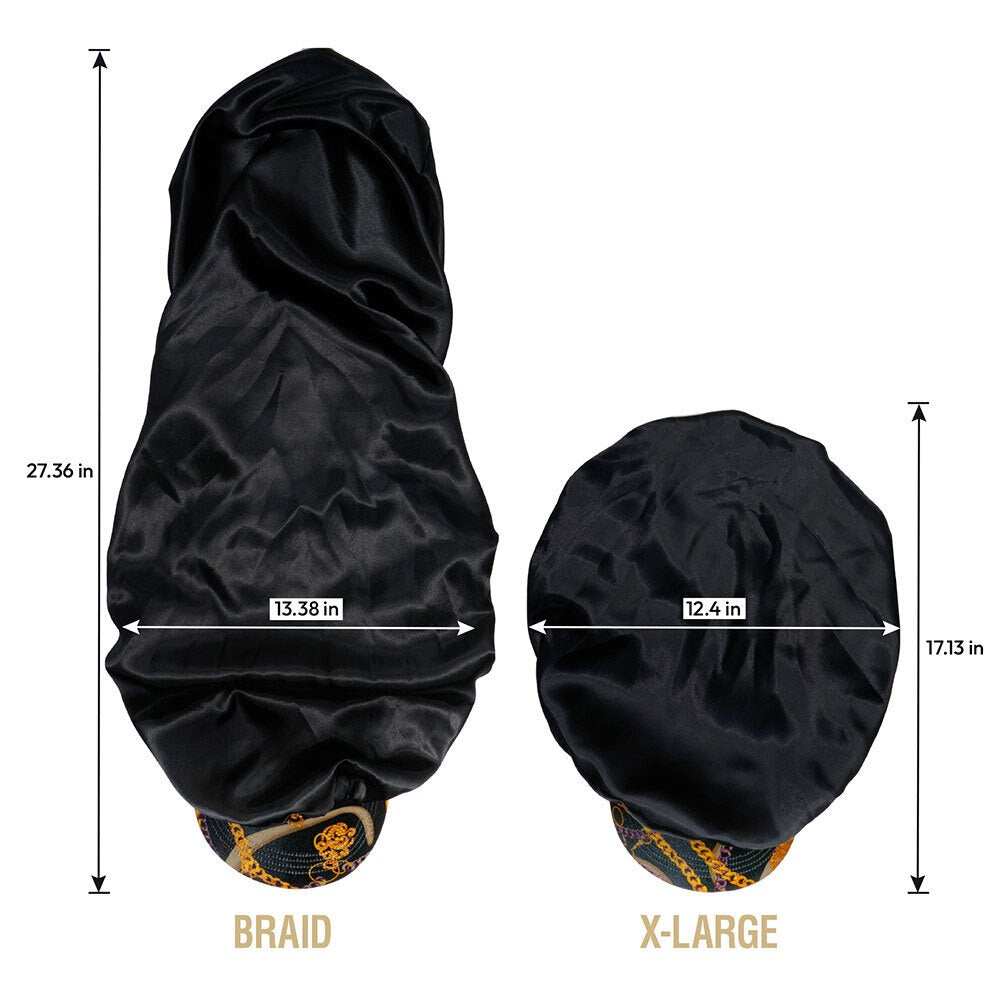 Bonnet visière en satin soyeux [Tresse] [Noir] #FH036