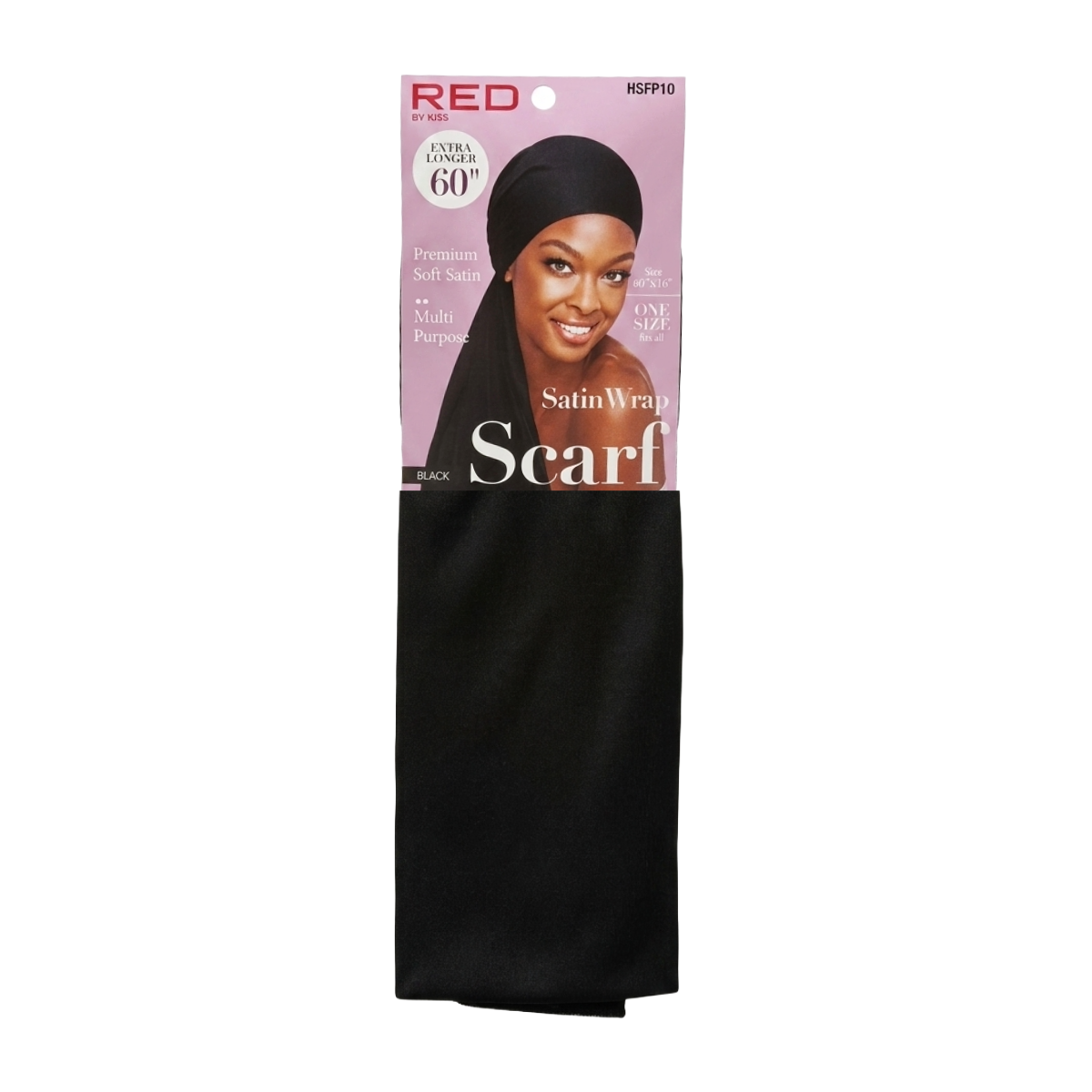 Foulard en satin soyeux 60"X16" [Black] #Hsfp10