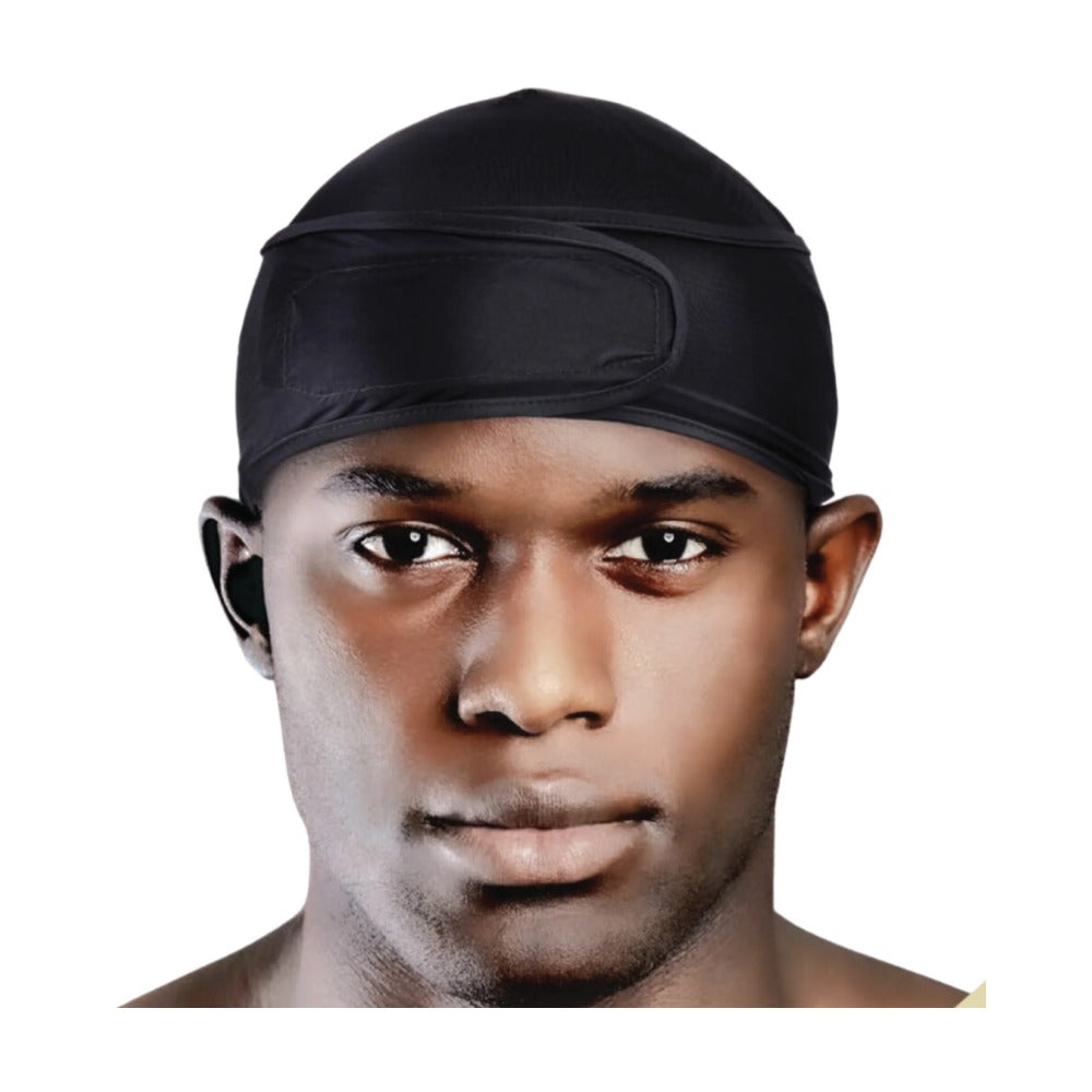 Spandex Velcro Compress Wave Cap [Black] #04311