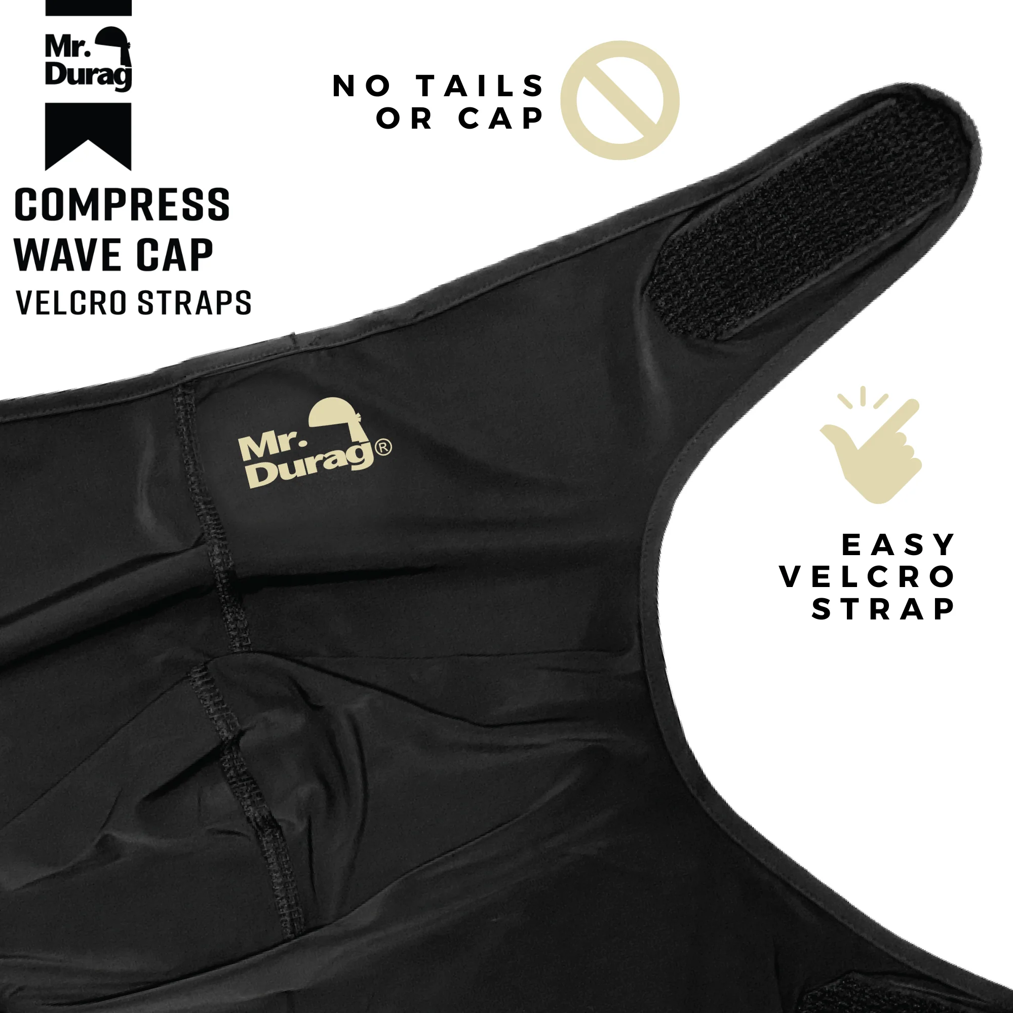 Bonnet de compression Velcro en élasthanne [Noir] #04311