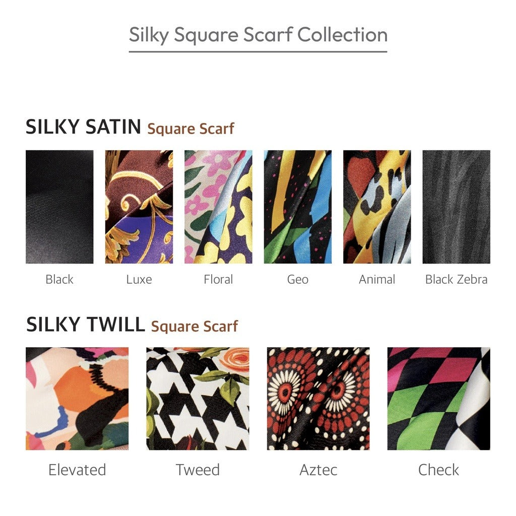 Square Silky Satin Scarf [Black Zebra] #HQ199