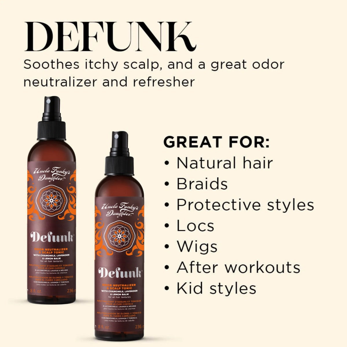 Uncle Funky's Daughter Defunk Neutralisant d'odeurs et tonique pour cuir chevelu 8oz